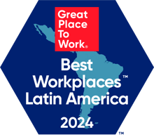 Great place to work logo with best workplaces latin america 2024, overlooking a map of south america Great place to work logo with best workplaces latin america 2024, overlooking a map of south america