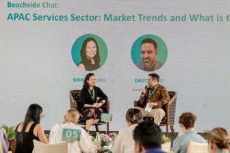 Industry leaders Dave Rizzo and Shirley Hung sharing their expertise on the APAC services sector at our #NavigatingAsiasFuture event in Bali.